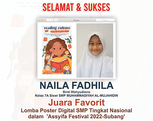 Juara Favorit dalam Lomba Poster Digital Katergori SMP Tingkat Nasional ‘Assyifa Festival 2022