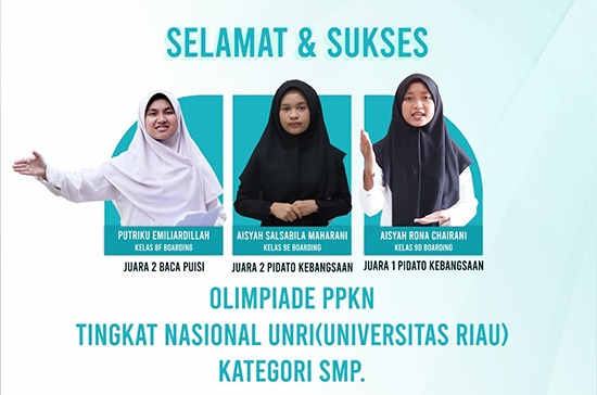 3 Siswi Program Boarding SMP Muhammadiyah Al Mujahidin Raih Juara dalam Olimpiade PPKn 11 Nasional FKIP Universitas Riau